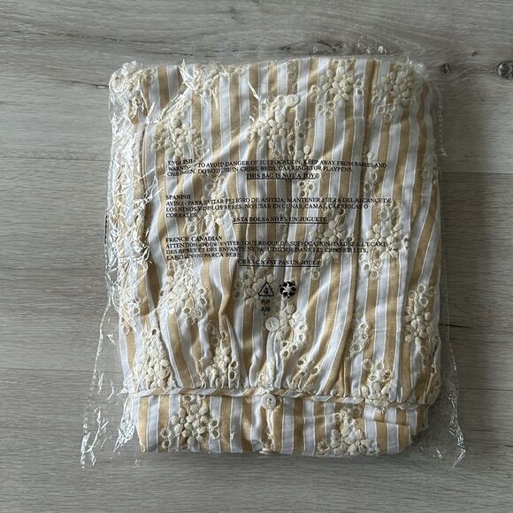 Lulus Sunny Crush Striped Embroidered Mini Dress Beige/Ivory M NWT IN PACKAGE - Picture 7 of 7